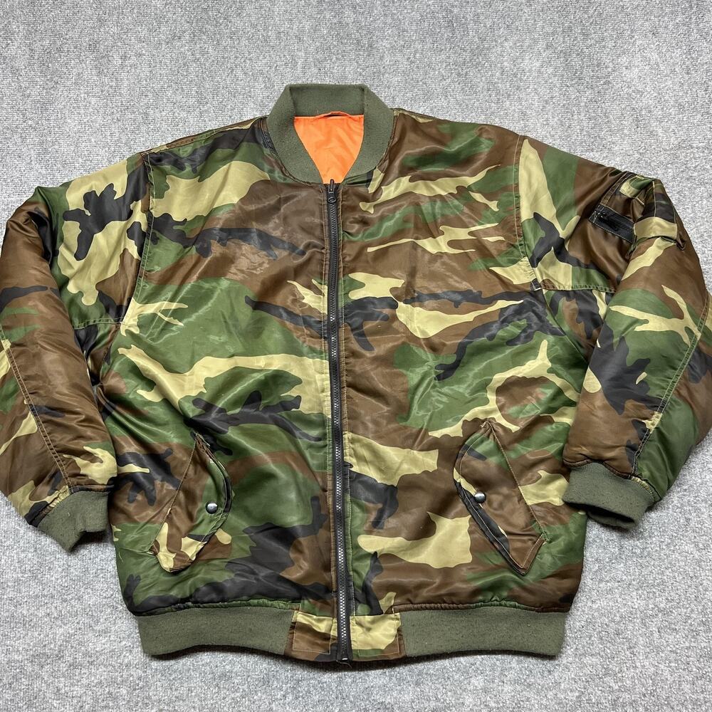 +venture MA-1 Bomber Jacket Mens Large Green Camo Insulated Lined Outdoor Army